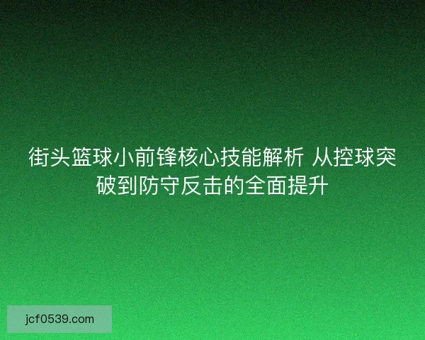 街头篮球小前锋核心技能解析 从控球突破到防守反击的全面提升